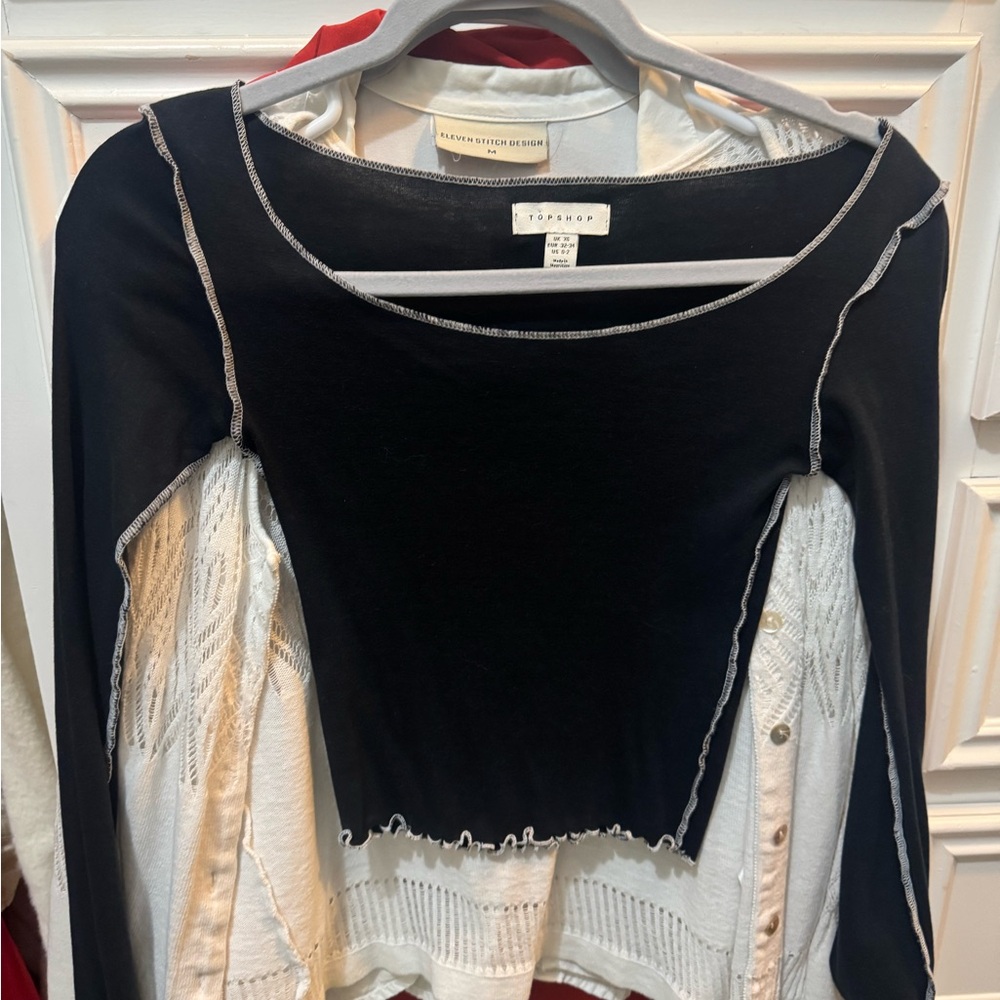 Black and White Long Sleeve Top